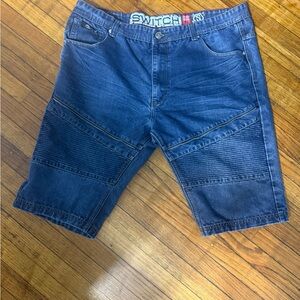 Switch Premium Denim Moto Jean Shorts Size 42 Men’s Blue Distressed Style